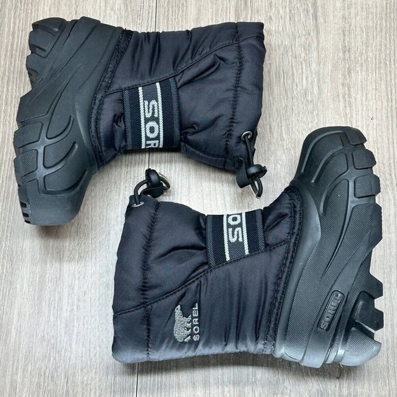 Sorel Snow Boots Youth Size 8 Cub Cozy Warm Insulated Winter Synthetic Black - Picture 9 of 12